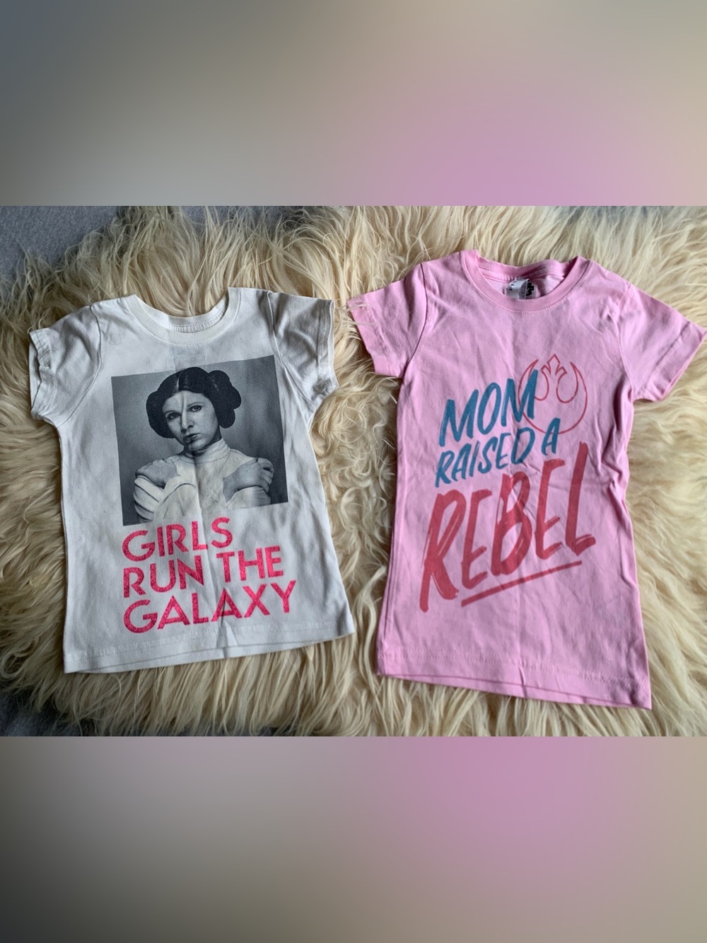Bundle of TWO girls Star Wars XS 4/5 tshirts